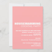 Roze housewarming cocktail party kaart (Voorkant)