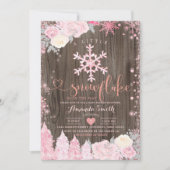 Roze hout Een klein Snowflake Baby shower Kaart (Voorkant)