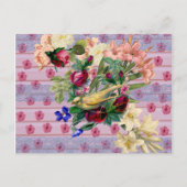  roze hout geel vogeltje kleurige flora briefkaart (Voorkant)