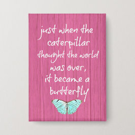 Roze hout met opwindende Butterfly Quote Button