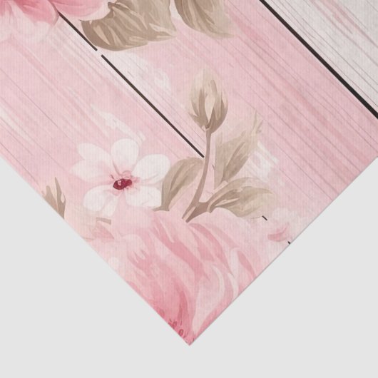 Roze Hout Shabby Chic Decoupage Print Tissuepapier (Detail)