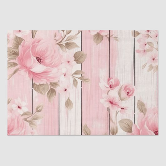 Roze Hout Shabby Chic Decoupage Print Tissuepapier (Voorkant)