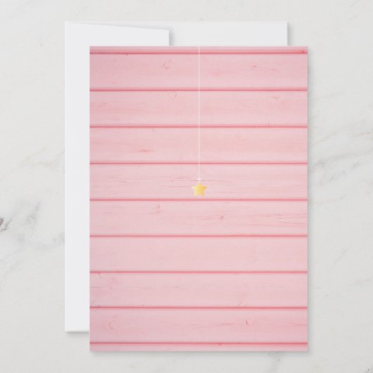 Roze Hout Twinkle Twinkle Oh Baby Baby Shower Kaart (Achterkant)