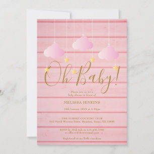 Roze Hout Twinkle Twinkle Oh Baby Baby Shower Kaart