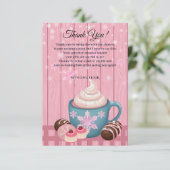 Roze Houten Hot Cocoa Whipped Cream Baby shower Bedankkaart (Staand voorkant)
