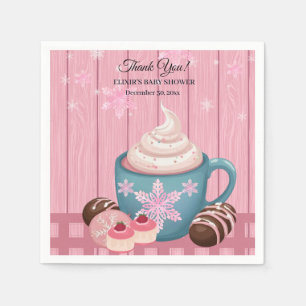 Roze Houten Hot Cocoa Whipped Cream Baby shower Servet