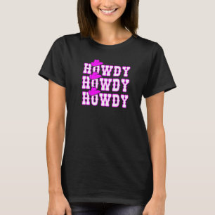 Roze Howdy Cow Girl Vervuild Westers Land Rod T-shirt