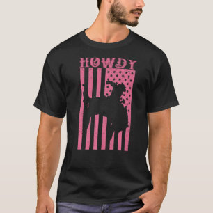 Roze Howdy Rodeo Westers Land Zuidelijke Cowgirl T-shirt