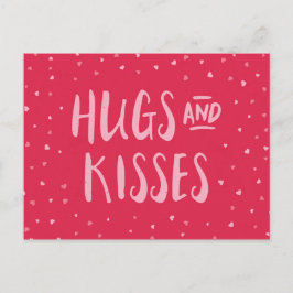 Roze hugs en Kisses | Hoorten | VALENTIJNSDAG Feestdagenkaart