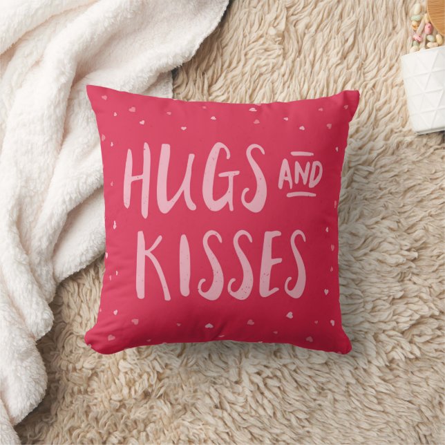 Roze hugs en Kisses | Hoorten | VALENTIJNSDAG Kussen (Deken)
