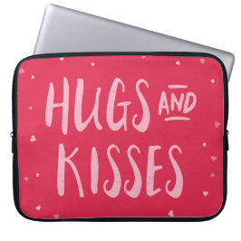 Roze hugs en Kisses | Hoorten | VALENTIJNSDAG Laptop Sleeve