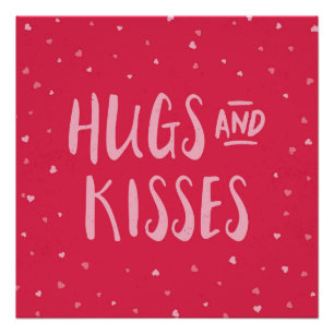 Roze hugs en Kisses   Hoorten   VALENTIJNSDAG Poster
