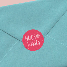 Roze hugs en Kisses | Hoorten | VALENTIJNSDAG Ronde Sticker