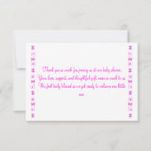 Roze huis Dank u Baby shower Bedankkaart (Achterkant)