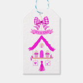 Roze huis Dank u Baby shower Cadeaulabel (Voorkant)