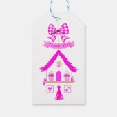 Roze huis Dank u Baby shower Cadeaulabel (Achterkant)