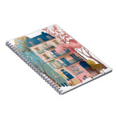 Roze huis duplex park waterverf illustratie notitieboek (Rechterzijde)