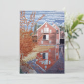 Roze huis in de herfst bedankkaart (Staand voorkant)