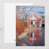 Roze huis in de herfst bedankkaart (Voorkant / Achterkant)