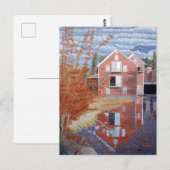 Roze huis in de herfst briefkaart (Voorkant / Achterkant)