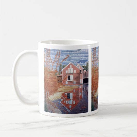 Roze huis in de herfst koffiemok (Links)