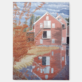 Roze huis in de herfst magneet
