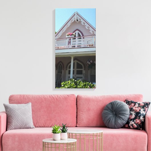 Roze huis in Martha's wijntuin Canvas Afdruk (Insitu (Woonkamer))