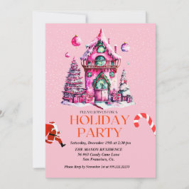 roze Huis Kerstfeest uitnodiging