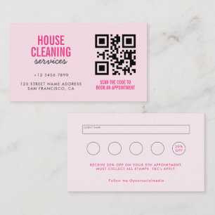 Roze Huis Schoonmaak Diensten QR Code Loyaliteit & Visitekaartje