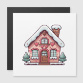 Roze huis van gemberkoek met harten (Voorkant / Achterkant)