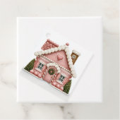 Roze huis van peperkoek bedankjes labels (In situ)
