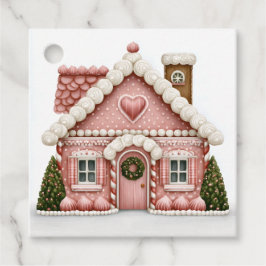 Roze huis van peperkoek bedankjes labels