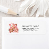 Roze huis van peperkoek Kerst retouradres Etiket (Insitu)