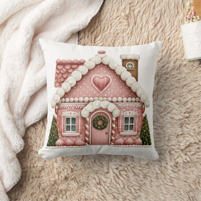 Roze huis van peperkoek kussen (Deken)