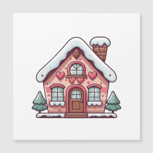 Roze huis van peperkoek met harten