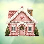 Roze huis van peperkoek raamsticker (Vel 3)