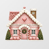Roze huis van peperkoek raamsticker (Vel)