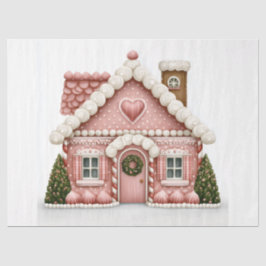 Roze huis van peperkoek tissuepapier
