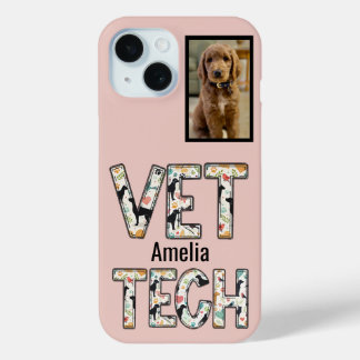 Roze Huisdier Foto Vet Tech Naam iPhone 15 Case