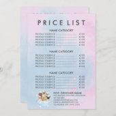 Roze Huisdier Groomer Zittende Hond Kat Spa Prijsl Menu (Voorkant / Achterkant)