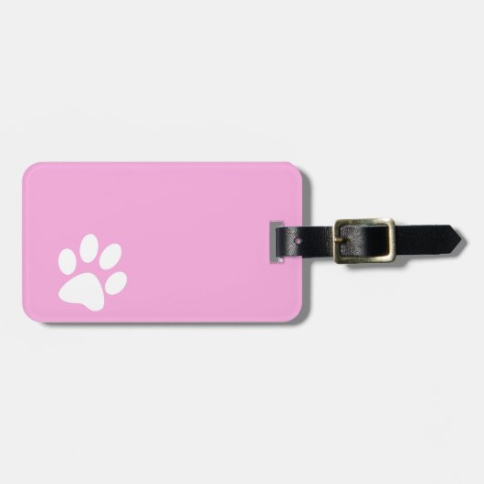 roze huisdier pootafdruk bagagelabel (Voorkant horizontaal)