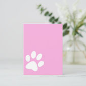 roze huisdier pootafdruk briefkaart (Staand voorkant)