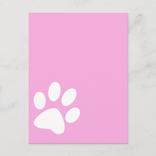 roze huisdier pootafdruk briefkaart (Voorkant)