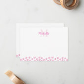 Roze huisdier pootafdrukken Aangepaste monogram Sc Notitiekaartje (Voorkant / Achterkant in situ)