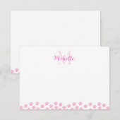 Roze huisdier pootafdrukken Aangepaste monogram Sc Notitiekaartje (Voorkant / Achterkant)