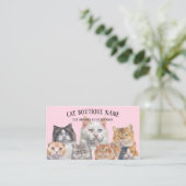 Roze Huisdierkatten Visitekaartje (Staand voorkant)