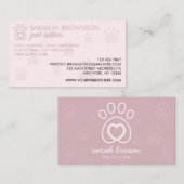 Roze Huisdierpoten Hond Kat Logo Visitekaartje (Voorkant / Achterkant)
