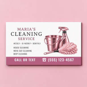 Roze Huishoudelijke Schoonmaak Professionele Diens Visitekaartje