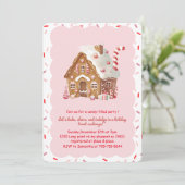 Roze huisje van peperkoek uitwisselen kaart (Staand voorkant)