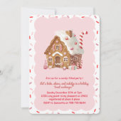 Roze huisje van peperkoek uitwisselen kaart (Voorkant)